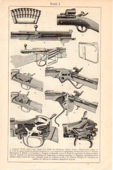 LAMINA V46155: Partes de un fusil