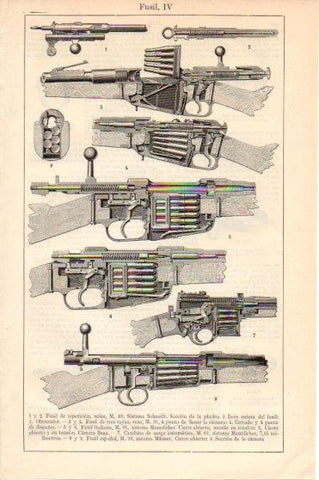 LAMINA V46164: Fusil de repeticion M 89 de Suiza