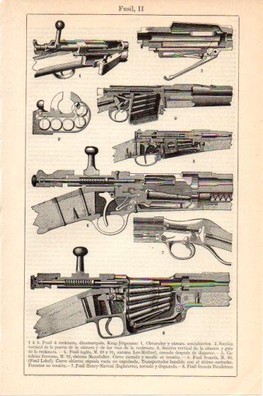 LAMINA V46166: Fusil Krag-Jorgensen y Daudeteau