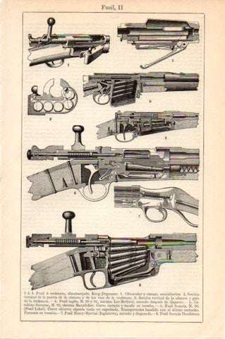 LAMINA V46166: Fusil Krag-Jorgensen y Daudeteau