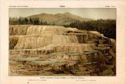 LAMINA V46303: Geiser del Mamut, Parque de Yellowstone