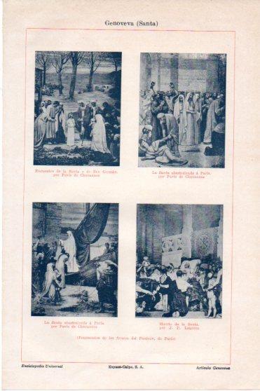 LAMINA V46309: Santa Genoveva frescos del Panteon de Paris