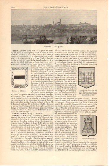 LAMINA V46352: Vista y escudo de Gibraleon, Huelva