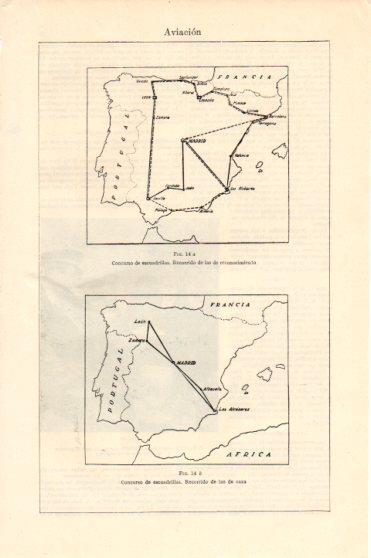 LAMINA V46357: Aviacion concurso de escuadrillas mapa de España