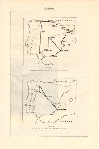 LAMINA V46357: Aviacion concurso de escuadrillas mapa de España