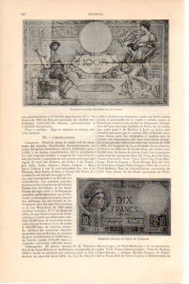 LAMINA V45954: Billete de 100 y 10 francos facsimile