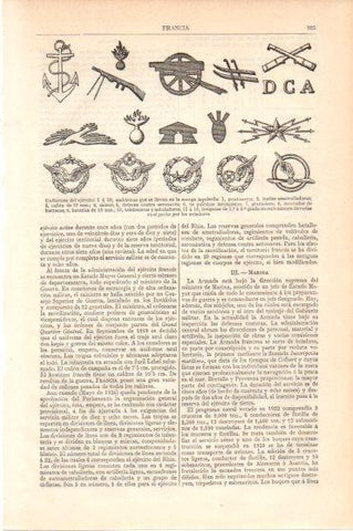 LAMINA V45956: Emblemas del ejercito de Francia