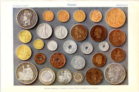 LAMINA V45957: Monedas nacionales y coloniales de Francia
