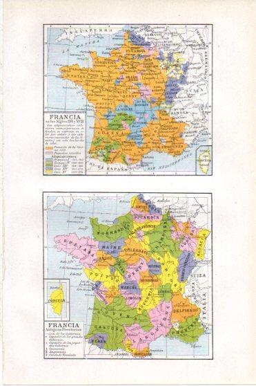 LAMINA V45960: Mapas de Francia siglos XVI y XVII y antiguas provincias