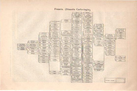 LAMINA V45971: Arbol genealogico Dinastia Carlovingia, Francia