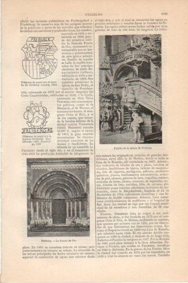 LAMINA V45991: Freiberg, puerta de Oro y pulpito de la iglesia