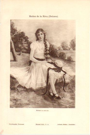 LAMINA V46095: Retrato de señorita por Dolores Muñoz de la Riva