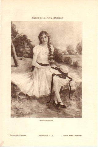LAMINA V46095: Retrato de señorita por Dolores Muñoz de la Riva