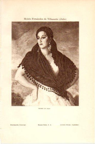 LAMINA V46080: Retrato de mujer por J. Moises Fernandez de Villasante