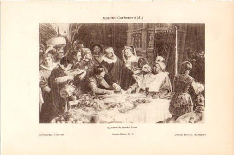 LAMINA V46081: Banquete de Sancho Panza por J. Moreno Carbonero