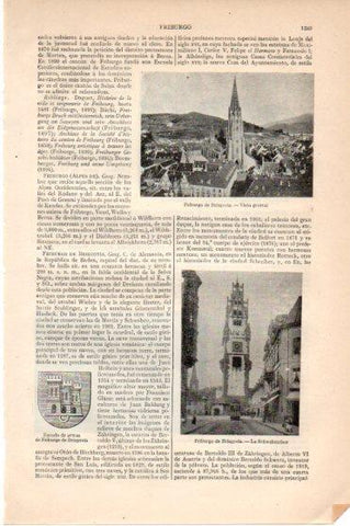 LAMINA V46015: Vista y la Schwabenthor de Friburgo de Brisgovia