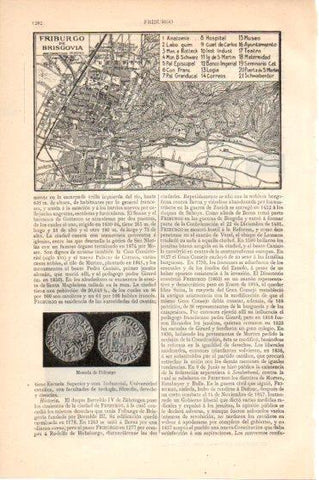 LAMINA V45993: Plano  y moneda de Friburgo de Brisgovia 