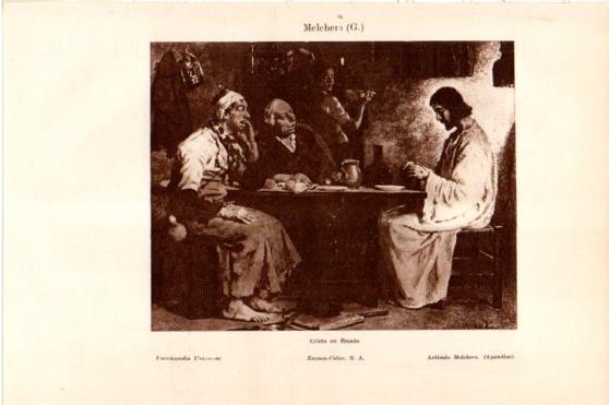 LAMINA V46063: Cristo en Emaus por G. Melchers
