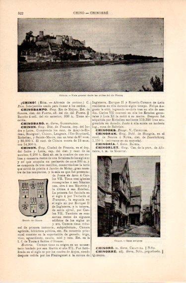 LAMINA V46848: Vista y casas antiguas en Chinon, Francia