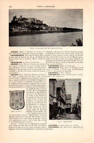 LAMINA V46848: Vista y casas antiguas en Chinon, Francia