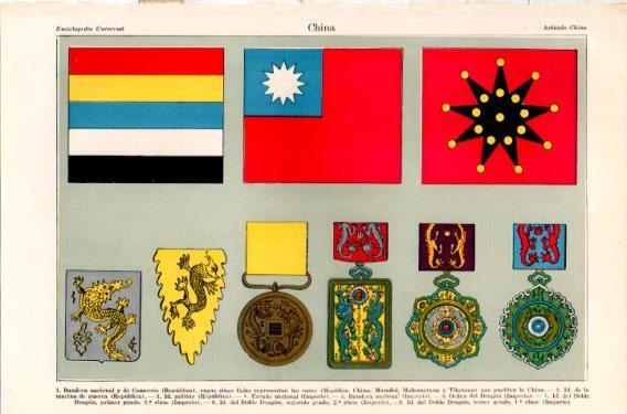 LAMINA V46828: Bandera, escudo e insignias de China
