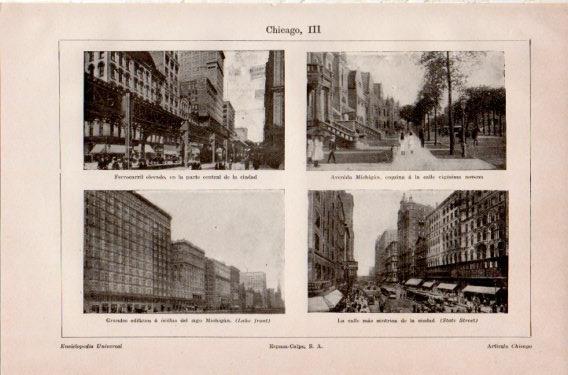 LAMINA V46791: State street, avenida Michigan y ferrocarril en Chicago