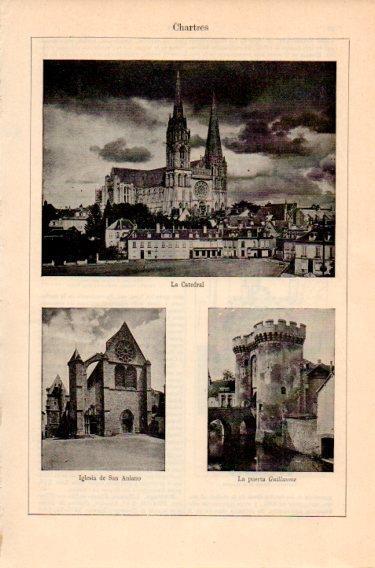 LAMINA V46732: Catedral, iglesia San Aniano y puerta Guillaume en Chartres