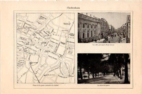 LAMINA V46757: Plano y vistas de Cheltenham, Inglaterra