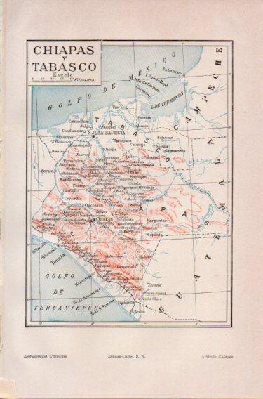 LAMINA V46771: Mapa de Chiapas y Tabasco, Mejico
