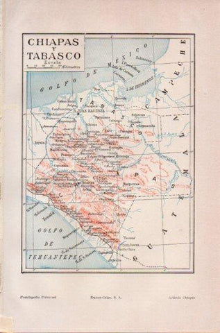 LAMINA V46771: Mapa de Chiapas y Tabasco, Mejico