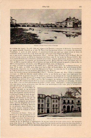 LAMINA V46762: Iglesia, hospital y puente en Chaves