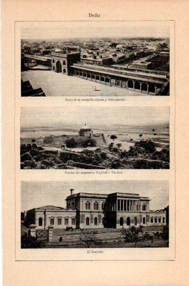 LAMINA V46950: Vista parcial de la mezquita de Delhi y tumba emperador Tughlak