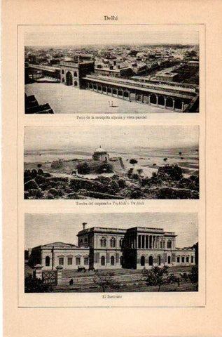 LAMINA V46950: Vista parcial de la mezquita de Delhi y tumba emperador Tughlak