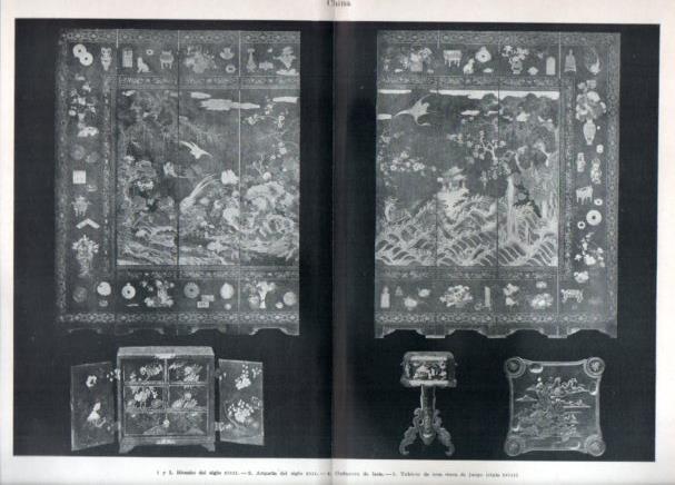 LAMINA V46973: Biombo, arqueta y tablero de juego de la China