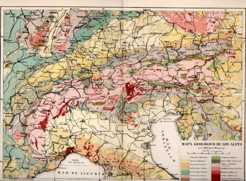 LAMINA V46964: Mapa geologico de los Alpes