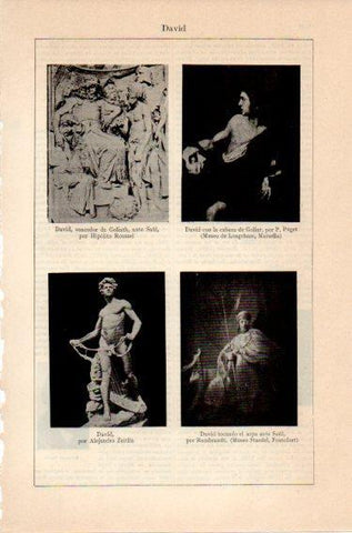 LAMINA V46921: David con la cabeza de Goliat por Puget y David ante Saul por Rembrandt