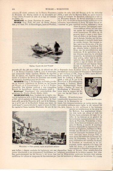 LAMINA V46570: Worcester grabado antiguo 