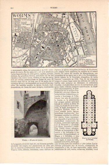 LAMINA V46568: Arco de Lutero y plano en Worms