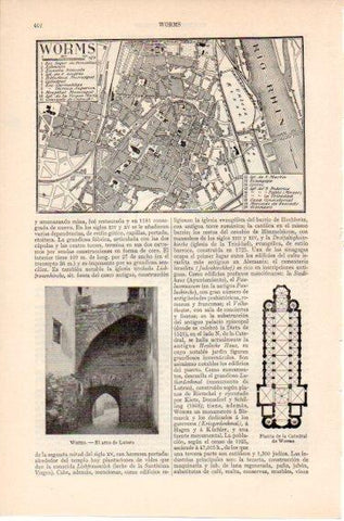LAMINA V46568: Arco de Lutero y plano en Worms