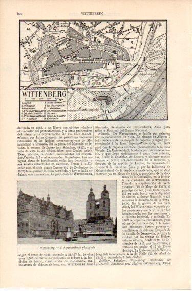 LAMINA V46564: Plano, ayuntamiento e iglesia de Wittenberg