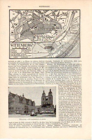 LAMINA V46564: Plano, ayuntamiento e iglesia de Wittenberg