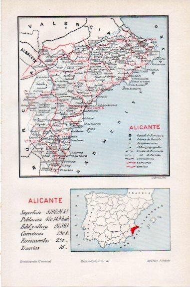 LAMINA V46480: Mapa de la provincia de Alicante