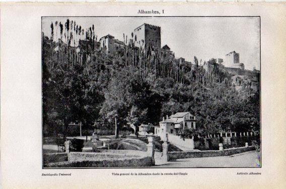 LAMINA V46489: Vista de la Alhambra desde la cuesta del Chapiz