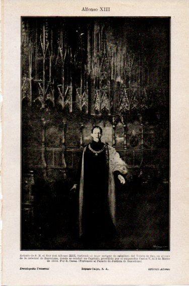 LAMINA V46516: Retrato de Alfonso XIII por R. Casas