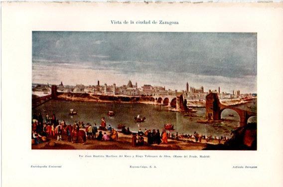 LAMINA V46670: Vista de Zaragoza por Martinez del Mazo y por Velazquez