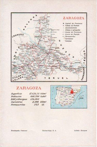 LAMINA V46661: Mapa de la provincia de Zaragoza
