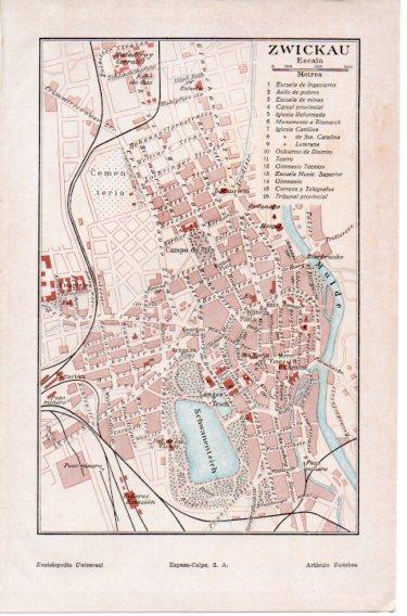LAMINA V46719: Mapa de Zwickau, Alemania