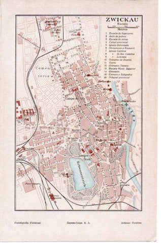 LAMINA V46719: Mapa de Zwickau, Alemania