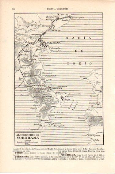LAMINA V46619: Mapa de los alrededores de Yokohama, Japon