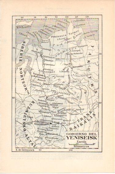 LAMINA V46610: Mapa del gobierno del Yeniseisk, Rusia